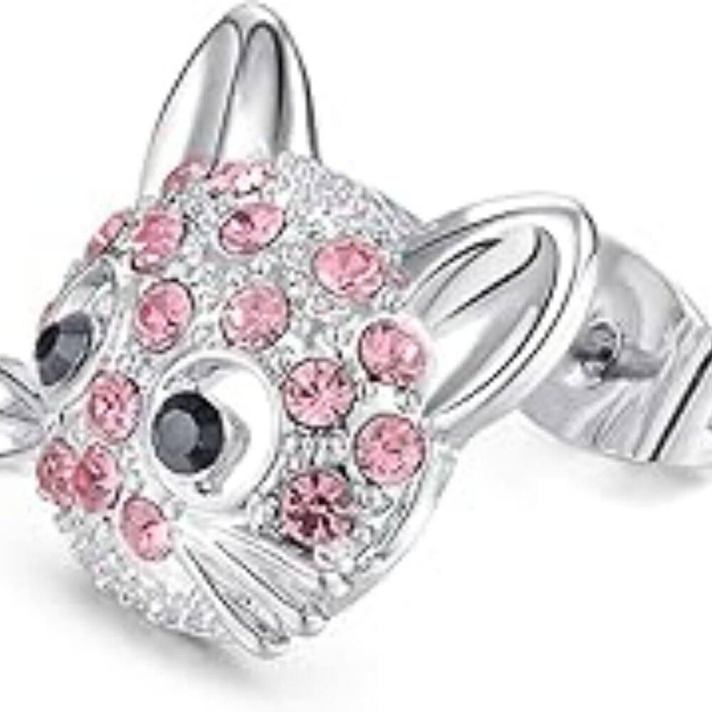 Cat Stud Earrings Set Hypoallergenic Cubic Zirconia Earrings‎ for Girls Adorable